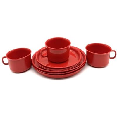 Kimmel 3 Stück Geschirr-Set 3teilig Kindergeschirr Frühstücksset Geschirrservice Kaffeeservice Plastikgeschirr Tassen und Teller, aus Kunststoff, Mehrweggeschirr, Farbe rot Kimmel 3 Stück Geschirr-Set 3teilig Kindergeschirr Frühstücksset Geschirrservice Kaffeeservice Plastikgeschirr Tassen und Teller, aus Kunststoff, Mehrweggeschirr, Farbe rot