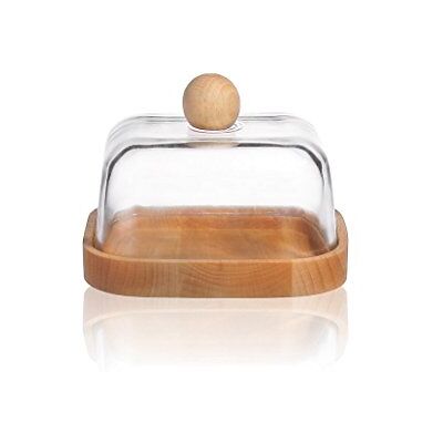 CRISTALICA Butterdose Butter Box Buttergefäß Butterschale für Küche Haushalt Butterbehälter Platzsparend Frühstück Wood Transparent Hochwertiges Glas CRISTALICA Butterdose Butter Box Buttergefäß Butterschale für Küche Haushalt Butterbehälter Platzsparend Frühstück Wood Transparent Hochwertiges Glas