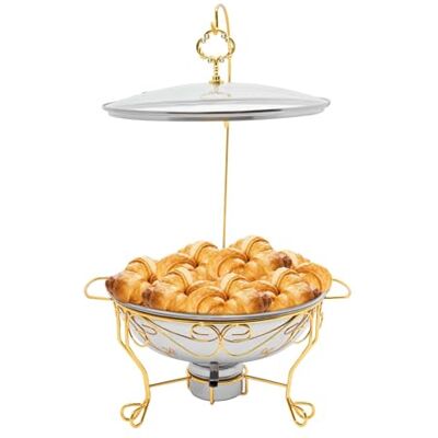 NaMaSyo 6L Chafing Dish Buffet Set Rund mit Glasdeckel Edelstahl Warmhaltebehälter Speisewärmer Chafing Dish Wärmebehälter Behälter Buffetwärmer Suppentopf für Catering Buffet Party (Gold) NaMaSyo 6L Chafing Dish Buffet Set Rund mit Glasdeckel Edelstahl Warmhaltebehälter Speisewärmer Chafing Dish Wärmebehälter Behälter Buffetwärmer Suppentopf für Catering Buffet Party (Gold)