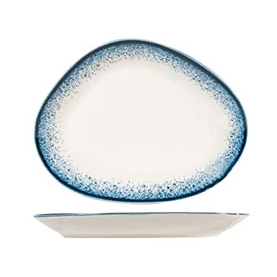 H&H Jupiter Teller oval aus Porzellan, 30 cm, modernes Design, elegant, zum Servieren von Speisen, blau H&H Jupiter Teller oval aus Porzellan, 30 cm, modernes Design, elegant, zum Servieren von Speisen, blau