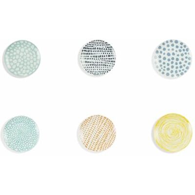 Tivoli Set mit 6 Obsttellern und 6 Tellern, Porzellan, Minimalistisch-Elegant, Mikrowellen- und Spülmaschinengeeignet, 19 cm, Gepunktet Tivoli Set mit 6 Obsttellern und 6 Tellern, Porzellan, Minimalistisch-Elegant, Mikrowellen- und Spülmaschinengeeignet, 19 cm, Gepunktet