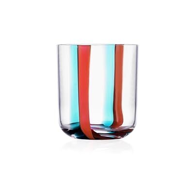 Ichendorf Milano Tumbler, Türkis und Rot, Kollektion Gesti, 35 cl, mundgeblasenes Glas, handgefertigt Ichendorf Milano Tumbler, Türkis und Rot, Kollektion Gesti, 35 cl, mundgeblasenes Glas, handgefertigt