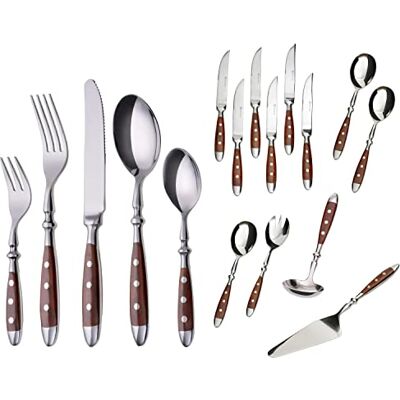 GRÄWE Besteckset, Nürnberg, 72-teilig, 12 Personen, Edelstahl, brauner Griff, rustikal, schwere Qualität, spülmaschinengeeignet, handpoliert GRÄWE Besteckset, Nürnberg, 72-teilig, 12 Personen, Edelstahl, brauner Griff, rustikal, schwere Qualität, spülmaschinengeeignet, handpoliert