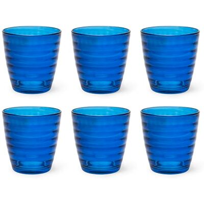 Excelsa Porto Cervo Set mit 6 Wassergläsern, blau, Glas, Fassungsvermögen 270 ml. Excelsa Porto Cervo Set mit 6 Wassergläsern, blau, Glas, Fassungsvermögen 270 ml.