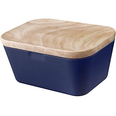 BRUNNER Melamin Butterdose Butter Schale Behälter Holz Brett Deckel Eckig blau BRUNNER Melamin Butterdose Butter Schale Behälter Holz Brett Deckel Eckig blau