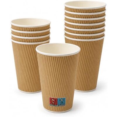 DeinPack 25 Riffelbecher 400 ml doppelwandig braun 16 oz Papp-Kaffeebecher 25 Stück, Brauner Kraftkarton, Umweltfreundlich, Hitzebarriere, Riffelbecher 16 oz DeinPack 25 Riffelbecher 400 ml doppelwandig braun 16 oz Papp-Kaffeebecher 25 Stück, Brauner Kraftkarton, Umweltfreundlich, Hitzebarriere, Riffelbecher 16 oz