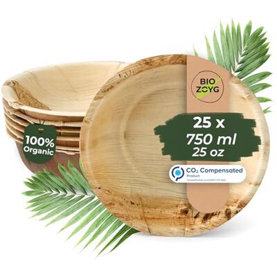 BIOZOYG Palmblatt Geschirr, Schale 25 Stück 750 ml rund Einweg Suppenteller Salatschale kompostierbar Palmblatt Schale- Einweg Bowl Partygeschirr nachhaltig BIOZOYG Palmblatt Geschirr, Schale 25 Stück 750 ml rund Einweg Suppenteller Salatschale kompostierbar Palmblatt Schale- Einweg Bowl Partygeschirr nachhaltig