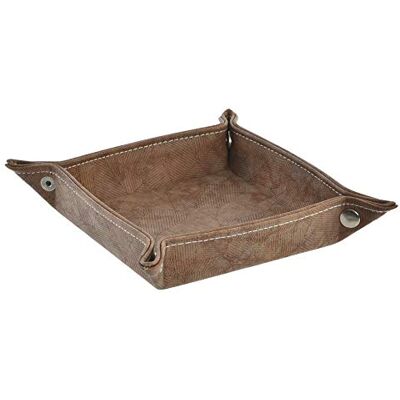 DRW Tablett, quadratisch, Kunstleder, Braun, 18 x 18 x 4 cm DRW Tablett, quadratisch, Kunstleder, Braun, 18 x 18 x 4 cm