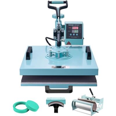 VEVOR Hitzepresse, 15 x 15 Zoll, 5-in-1-Wärmeübertragungsmaschine mit 30-oz-Tumbler-Presse, 360° wegschwenkbares T-Shirt-Pressen, digitale präzise Steuerung, für T-Shirts/Tassen/Hüte/Teller, grün VEVOR Hitzepresse, 15 x 15 Zoll, 5-in-1-Wärmeübertragungsmaschine mit 30-oz-Tumbler-Presse, 360° wegschwenkbares T-Shirt-Pressen, digitale präzise Steuerung, für T-Shirts/Tassen/Hüte/Teller, grün