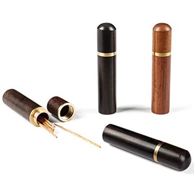 Goeielewe 4 Stück tragbarer Zahnstocherhalter aus Holz, Taschen-Zahnstocherspender, Eimer, Nadeletui, Holz-Zahnstocherhalter, Mini-Zahnstocherbox, Aufbewahrung (zufällige Farbe) Goeielewe 4 Stück tragbarer Zahnstocherhalter aus Holz, Taschen-Zahnstocherspender, Eimer, Nadeletui, Holz-Zahnstocherhalter, Mini-Zahnstocherbox, Aufbewahrung (zufällige Farbe)