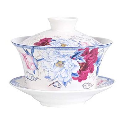 Liang baobao Traditionelles Gaiwan Teeset mit Deckel und Untertasse Handgefertigte Keramik Teetasse Blumen Porzellan Teetassen 296 ml Liang baobao Traditionelles Gaiwan Teeset mit Deckel und Untertasse Handgefertigte Keramik Teetasse Blumen Porzellan Teetassen 296 ml