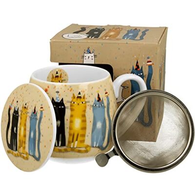 DUO ART GALLERY Fassbecher 430 ml CAT'S WORLD – PARTY mit Teesieb, New Bone China Porzellan DUO ART GALLERY Fassbecher 430 ml CAT'S WORLD – PARTY mit Teesieb, New Bone China Porzellan