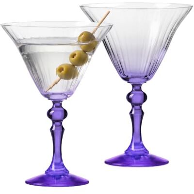Krosno Martini Gläser 2er Set, 170 ml, Violett, Bubble Celebration Moments, Cocktailgläser, Bleifreies Kristallglas Martini, Cosmopolitan und Manhattan, Spülmaschinenfest Krosno Martini Gläser 2er Set, 170 ml, Violett, Bubble Celebration Moments, Cocktailgläser, Bleifreies Kristallglas Martini, Cosmopolitan und Manhattan, Spülmaschinenfest