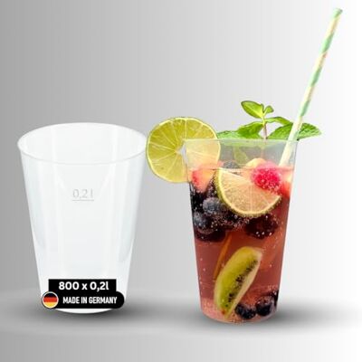DeinPack 800 Mehrwegbecher 200ml Made in Germany mit Eichstrich transparent 800 Stück, Made in Germany, Mit Eichstrich, Wiederverwendbar, Aus PP DeinPack 800 Mehrwegbecher 200ml Made in Germany mit Eichstrich transparent 800 Stück, Made in Germany, Mit Eichstrich, Wiederverwendbar, Aus PP