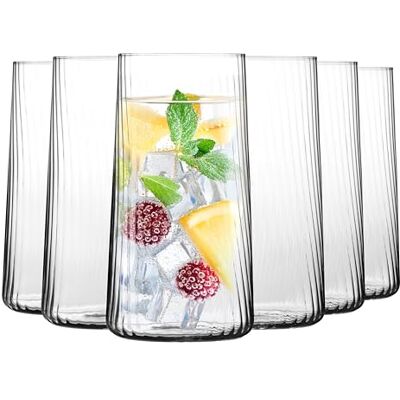 Krosno Longdrinkgläser 6er Set, 550 ml, LUMI Avant-Garde Cocktailgläser, Wasserglas, Bleifreies Kristallgläser, Dekorativer Struktur und Brillanter Lichtwirkung, Spülmaschinenfest Krosno Longdrinkgläser 6er Set, 550 ml, LUMI Avant-Garde Cocktailgläser, Wasserglas, Bleifreies Kristallgläser, Dekorativer Struktur und Brillanter Lichtwirkung, Spülmaschinenfest