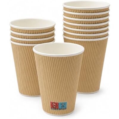 DeinPack 200 Riffelbecher 300 ml doppelwandig braun 12 oz Papp-Kaffeebecher 200 Stück, Brauner Kraftkarton, Umweltfreundlich, Hitzebarriere, Riffelbecher, 12 oz DeinPack 200 Riffelbecher 300 ml doppelwandig braun 12 oz Papp-Kaffeebecher 200 Stück, Brauner Kraftkarton, Umweltfreundlich, Hitzebarriere, Riffelbecher, 12 oz