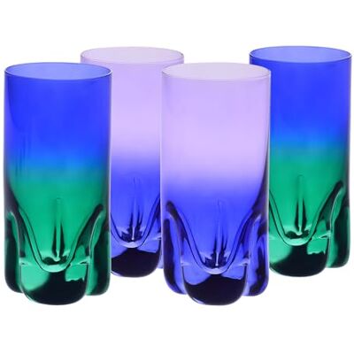 Krosno – Longdrink-, Wasser- & Saftgläser 300 ml – 4er Set – Aurora Kollektion – Handbemalt – Bleifreies Kristall – Geschenk – Violett-Blau & Grün-Blau Krosno – Longdrink-, Wasser- & Saftgläser 300 ml – 4er Set – Aurora Kollektion – Handbemalt – Bleifreies Kristall – Geschenk – Violett-Blau & Grün-Blau