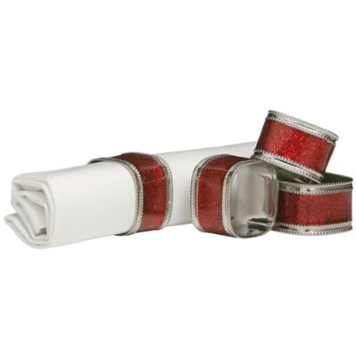 Premier Housewares Glitter Serviettenring-4er Set, Metall, Rot, 4x3x4 Premier Housewares Glitter Serviettenring-4er Set, Metall, Rot, 4x3x4