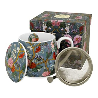 DUO ART GALLERY Fassbecher 430 ml BLUE mit Teesieb, New Bone China Porzellan DUO ART GALLERY Fassbecher 430 ml BLUE mit Teesieb, New Bone China Porzellan