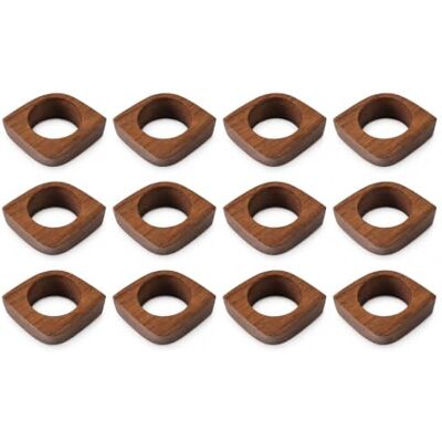 Ajuny Set mit 12 handgefertigten dekorativen Serviettenringen aus Holz für Dinner-Party, Tischdekoration, 3,8 cm Ajuny Set mit 12 handgefertigten dekorativen Serviettenringen aus Holz für Dinner-Party, Tischdekoration, 3,8 cm