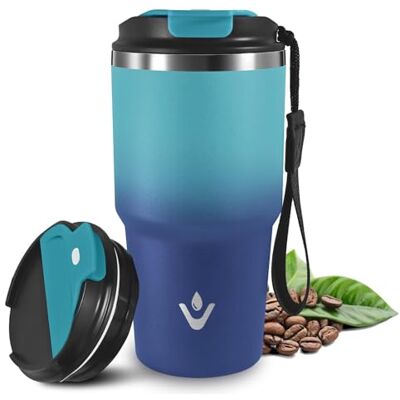 Grsta Thermobecher Vakuumisoliert, 20oz Kaffeebecher to Go, Thermobecher mit Trageriemen, 8h Eisgekühlt / 6h Heiß, Auslaufsicher Trinkbecher Isoliert, Isolierbecher für Heiß Kaltgetränke Grsta Thermobecher Vakuumisoliert, 20oz Kaffeebecher to Go, Thermobecher mit Trageriemen, 8h Eisgekühlt / 6h Heiß, Auslaufsicher Trinkbecher Isoliert, Isolierbecher für Heiß Kaltgetränke