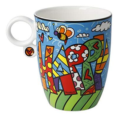 Goebel Romero Britto Kaffeebecher Künstlertasse HAPPY 400ml blau Porzellan WA Goebel Romero Britto Kaffeebecher Künstlertasse HAPPY 400ml blau Porzellan WA