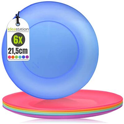 idea-station NEO Plastikteller bunt 6 Stück 21.5 cm Kinderteller BPA-frei + Mehrweg + Bruchsicher Kunststoffteller im 6er Set bunte Teller aus Plastik sind perfekt für Kinder und Camping idea-station NEO Plastikteller bunt 6 Stück 21.5 cm Kinderteller BPA-frei + Mehrweg + Bruchsicher Kunststoffteller im 6er Set bunte Teller aus Plastik sind perfekt für Kinder und Camping