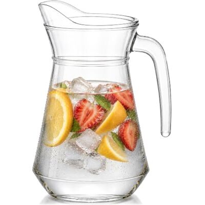 KONZEPT Klassischer Glaskrug 1,25 L mit Griff und Ausgießer, Wasserkaraffe aus robustem Glas, spülmaschinengeeignete Glaskanne für Wasser, Saft, Limonade, Eistee, für Zuhause und Gastronomie KONZEPT Klassischer Glaskrug 1,25 L mit Griff und Ausgießer, Wasserkaraffe aus robustem Glas, spülmaschinengeeignete Glaskanne für Wasser, Saft, Limonade, Eistee, für Zuhause und Gastronomie