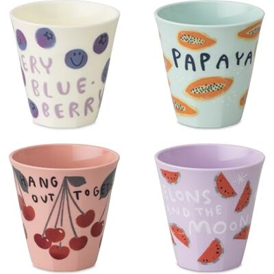 Koziol NORA CUP M Becher 300 ml handillustriertes Dekor, bruchfest, stapelbar biozirkulärer Kunststoff, spülmaschinengeeignet, melaminfrei ideal für Küche Picknick Party (4, JUICIES) Koziol NORA CUP M Becher 300 ml handillustriertes Dekor, bruchfest, stapelbar biozirkulärer Kunststoff, spülmaschinengeeignet, melaminfrei ideal für Küche Picknick Party (4, JUICIES)