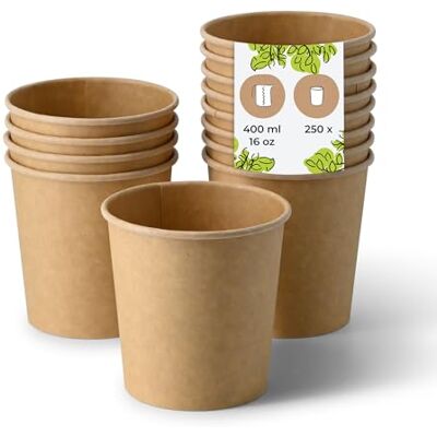 BIOZOYG Suppenbecher to go 250 Stück 400 ml / 16 oz, Ø 95 mm, braun Suppenschüsseln Einweg Einweggeschirr Alternative zur Plastikschüssel To go Becher, Suppe, Soup Bowl BIOZOYG Suppenbecher to go 250 Stück 400 ml / 16 oz, Ø 95 mm, braun Suppenschüsseln Einweg Einweggeschirr Alternative zur Plastikschüssel To go Becher, Suppe, Soup Bowl