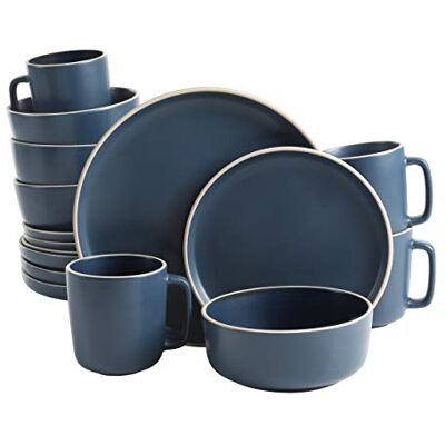 Gibson Zuma 16-teiliges rundes Geschirr, Teller, Schüsseln, Tassen, Geschirr-Sets, Service für vier (16 Stück), Kobalt Gibson Zuma 16-teiliges rundes Geschirr, Teller, Schüsseln, Tassen, Geschirr-Sets, Service für vier (16 Stück), Kobalt