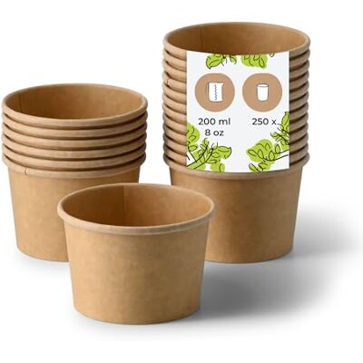 BIOZOYG Suppenbecher to go 250 Stück 200 ml / 8 oz, Ø 90 mm, braun Suppenschüsseln Einweg Einweggeschirr Alternative zur Plastikschüssel To go Becher, Suppe, Soup Bowl BIOZOYG Suppenbecher to go 250 Stück 200 ml / 8 oz, Ø 90 mm, braun Suppenschüsseln Einweg Einweggeschirr Alternative zur Plastikschüssel To go Becher, Suppe, Soup Bowl