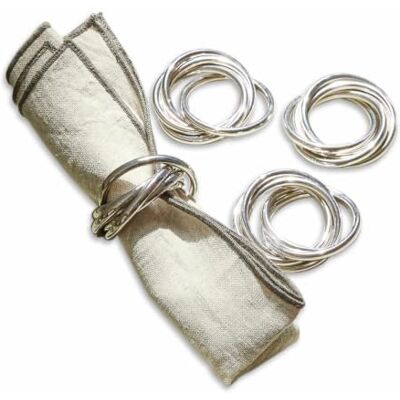 Loberon Serviettenring 4er Set Limche, silber Hochwertiges Messing, Klassisch schlichtes Design, Edler Silberglanz Loberon Serviettenring 4er Set Limche, silber Hochwertiges Messing, Klassisch schlichtes Design, Edler Silberglanz