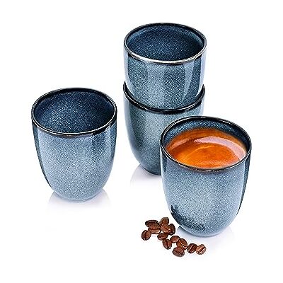 Sänger Tasse ohne Henkel Darwin 4 tlg, Kaffee Gläser 4 Personen, Steingut Kaffee Becher, Kaffeebecher ohne Henkel Handmade, Mokka Tassen Set, Kaffeebecher Set Blau 180 ml Sänger Tasse ohne Henkel Darwin 4 tlg, Kaffee Gläser 4 Personen, Steingut Kaffee Becher, Kaffeebecher ohne Henkel Handmade, Mokka Tassen Set, Kaffeebecher Set Blau 180 ml