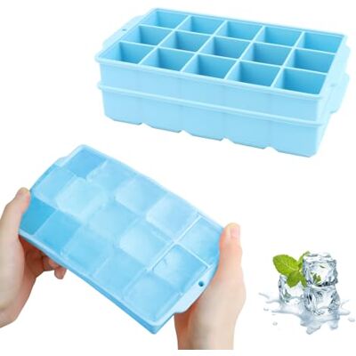 JOPHEK Eiswürfelform, 2 Stück 30 Fach Silikon Eiswürfelschale, Große Quadratische Eiswürfel 3.5cm für Cocktails Whisky Wein Obst Fruchtpürees Eiscreme Eistee (Himmelblau+Himmelblau) JOPHEK Eiswürfelform, 2 Stück 30 Fach Silikon Eiswürfelschale, Große Quadratische Eiswürfel 3.5cm für Cocktails Whisky Wein Obst Fruchtpürees Eiscreme Eistee (Himmelblau+Himmelblau)
