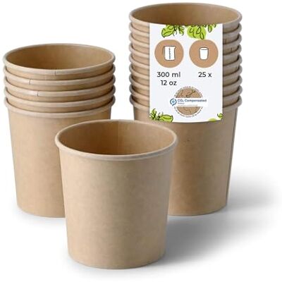 BIOZOYG Suppenbecher to go 25 Stück 300 ml / 12 oz, Ø 90 mm, braun Suppenschüsseln Einweg Einweggeschirr Alternative zur Plastikschüssel To go Becher, Suppe, Soup Bowl BIOZOYG Suppenbecher to go 25 Stück 300 ml / 12 oz, Ø 90 mm, braun Suppenschüsseln Einweg Einweggeschirr Alternative zur Plastikschüssel To go Becher, Suppe, Soup Bowl