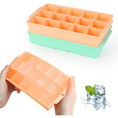 JOPHEK Eiswürfelform, 2 Stück 30 Fach Silikon Eiswürfelschale, Große Quadratische Eiswürfel 3.5cm für Cocktails Whisky Wein Obst Fruchtpürees Eiscreme Eistee (Grün+Orange-Gelb) JOPHEK Eiswürfelform, 2 Stück 30 Fach Silikon Eiswürfelschale, Große Quadratische Eiswürfel 3.5cm für Cocktails Whisky Wein Obst Fruchtpürees Eiscreme Eistee (Grün+Orange-Gelb)