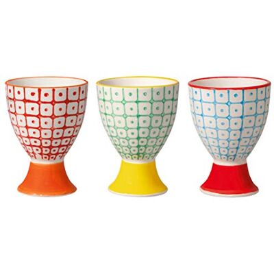 Bloomingville Eierbecher Carla Retro Ø 5 x H 7 cm, rot blau grün, Keramik, 3er Set Bloomingville Eierbecher Carla Retro Ø 5 x H 7 cm, rot blau grün, Keramik, 3er Set