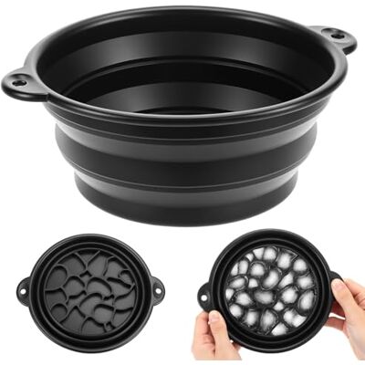 QWORK ® Eisbad Schüssel Silikon, Faltbare Gesichts-Schüssel mit Eingebaute Eiswürfelschale, für zu Hause oder Unterwegs QWORK ® Eisbad Schüssel Silikon, Faltbare Gesichts-Schüssel mit Eingebaute Eiswürfelschale, für zu Hause oder Unterwegs