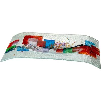 ART Schale Willou aus Glas glänzend Einliniendesign weiß Breite 57cm handbemalt ART Schale Willou aus Glas glänzend Einliniendesign weiß Breite 57cm handbemalt