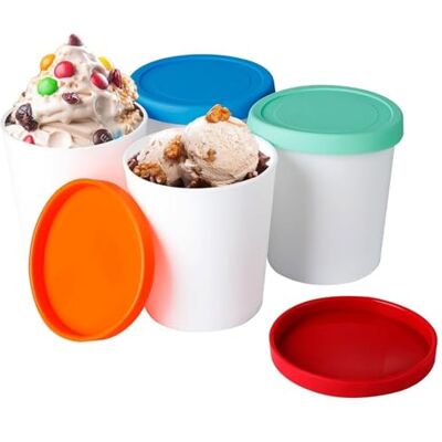 Hfgdnchva Eisbehälter 1 L 4er Set stapelbar & luftdicht Silikondeckel groß Flexible Silikondeckel und Becher kombinieren Haltbarkeit, Dichtheit und Stapelbarkeit für gefrorene Kreationen. Hfgdnchva Eisbehälter 1 L 4er Set stapelbar & luftdicht Silikondeckel groß Flexible Silikondeckel und Becher kombinieren Haltbarkeit, Dichtheit und Stapelbarkeit für gefrorene Kreationen.