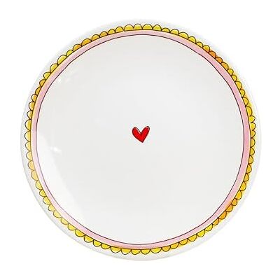 Blond Amsterdam Frühstücksteller Rosa Rand mit Herz, 22cm Keramik, Rosa Rand Design, Für Frühstück & Brunch, Mikrowellengeeignet, Handwäsche empfohlen Blond Amsterdam Frühstücksteller Rosa Rand mit Herz, 22cm Keramik, Rosa Rand Design, Für Frühstück & Brunch, Mikrowellengeeignet, Handwäsche empfohlen