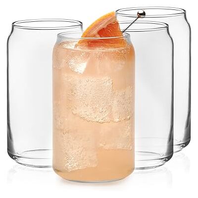 Libbey Classic Can Tumbler Glasses Set of 4, Clear Kitchen Glassware Sets for Beverages and Cocktails, Lead-Free, Cute Drinking Glasses, 16oz Libbey Classic Can Tumbler Glasses Set of 4, Clear Kitchen Glassware Sets for Beverages and Cocktails, Lead-Free, Cute Drinking Glasses, 16oz