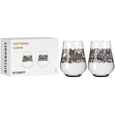 RITZENHOFF 3911001 Universalglas 2er-Set 500 ml Schattenfauna Set Nr. 1, Dschungel-Motiv bunt Made in Germany, Grün, Rot, Pink RITZENHOFF 3911001 Universalglas 2er-Set 500 ml Schattenfauna Set Nr. 1, Dschungel-Motiv bunt Made in Germany, Grün, Rot, Pink