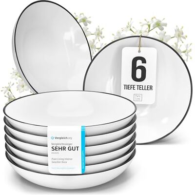 Porzellan Suppenteller 6 Personen Scandi TESTSIEGER, Traumhaftes skandinavisches Porzellan Tiefe Teller Set, Pasta Teller Tief Groß Pure Living in weiß Porzellan Suppenteller 6 Personen Scandi TESTSIEGER, Traumhaftes skandinavisches Porzellan Tiefe Teller Set, Pasta Teller Tief Groß Pure Living in weiß