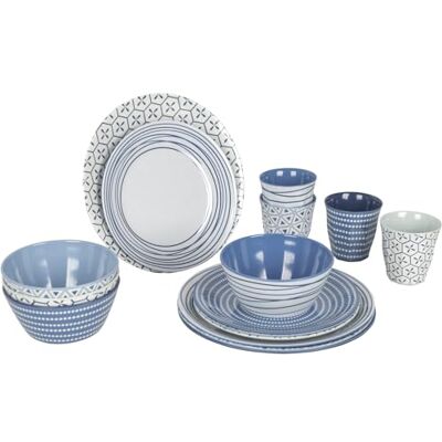 Bo-Camp Geschirr 100% Melamin 16 Stück Mix & Match Blau Bo-Camp Geschirr 100% Melamin 16 Stück Mix & Match Blau