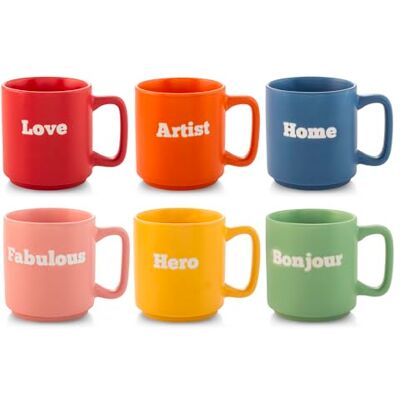 H&H Becher Vibes – New Bone China, verschiedene Farben, 320 ml, spülmaschinen- & mikrowellengeeignet, 12 Stück H&H Becher Vibes – New Bone China, verschiedene Farben, 320 ml, spülmaschinen- & mikrowellengeeignet, 12 Stück