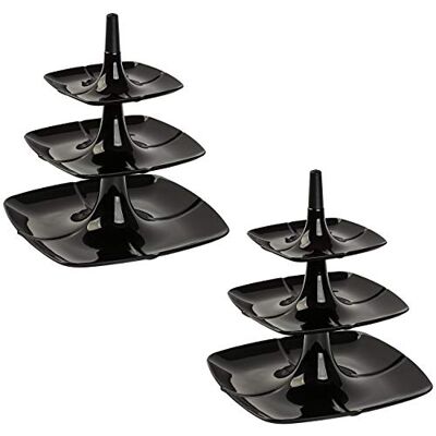 Gariella 2x Etagere 3stöckig Kuchenständer Tortenplatte Tortenhalter Kunststoff schwarz Gariella 2x Etagere 3stöckig Kuchenständer Tortenplatte Tortenhalter Kunststoff schwarz