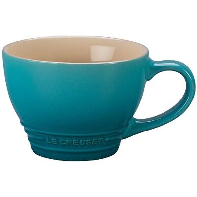 LE CREUSET Große Cappuccino Tasse aus Steinzeug, 400 ml, Karibik, 70304401700002 LE CREUSET Große Cappuccino Tasse aus Steinzeug, 400 ml, Karibik, 70304401700002