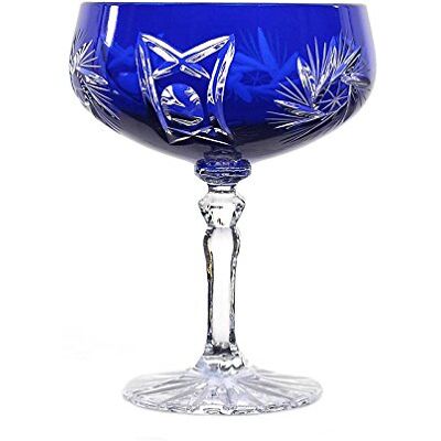 CRISTALICA Sektglas Sektschale Sektkelch Schleuderstern 200 ml Blau Handgeschliffen Kristallglas CRISTALICA Sektglas Sektschale Sektkelch Schleuderstern 200 ml Blau Handgeschliffen Kristallglas